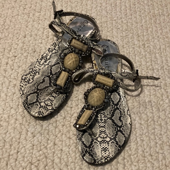 Snake Skin Bedazzled Sandals - Picture 1 of 5